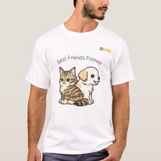 T-shirt Chien et chat de dessin animé mignons meilleurs am