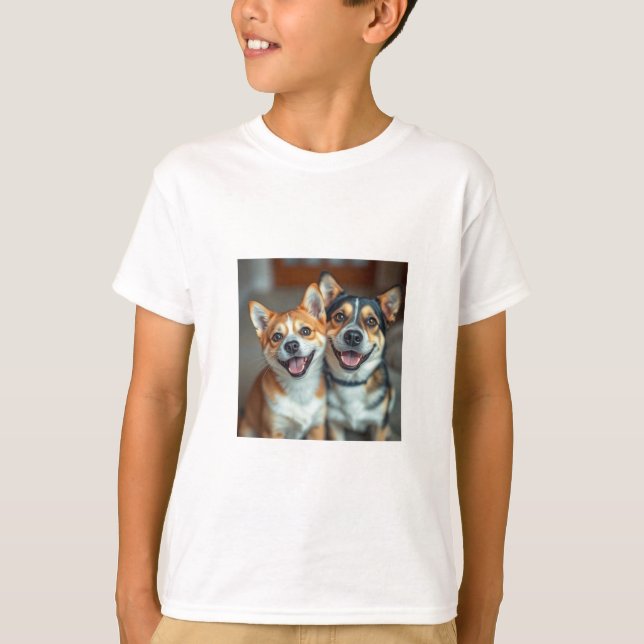 T-shirt chien et chat mignon pour enfants - adorab (Devant)
