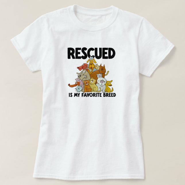T-shirt Chien et Chat secourus est ma race préférée (Design devant)