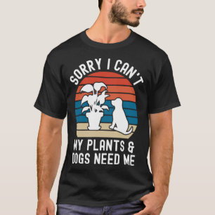 T-shirt Chien et Plante Retro Gardener