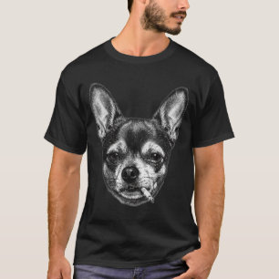 T-shirt Chien fumant une cigarette chihuahua drôle mème vi