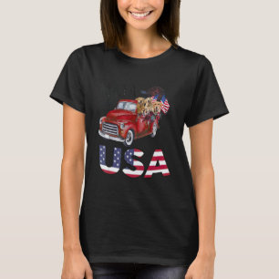 T-shirt Chien Golden Retriever 4 Juillet Camion Fabriqué A