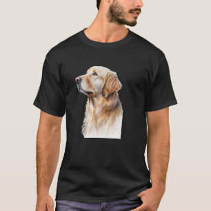 T-shirt Chien Golden-Retriever Impression d'art à l'aquare