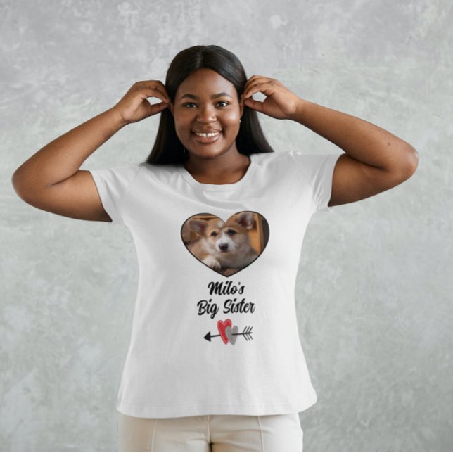 T-shirt Chien grande soeur photo personnalisée (Créateur téléchargé)