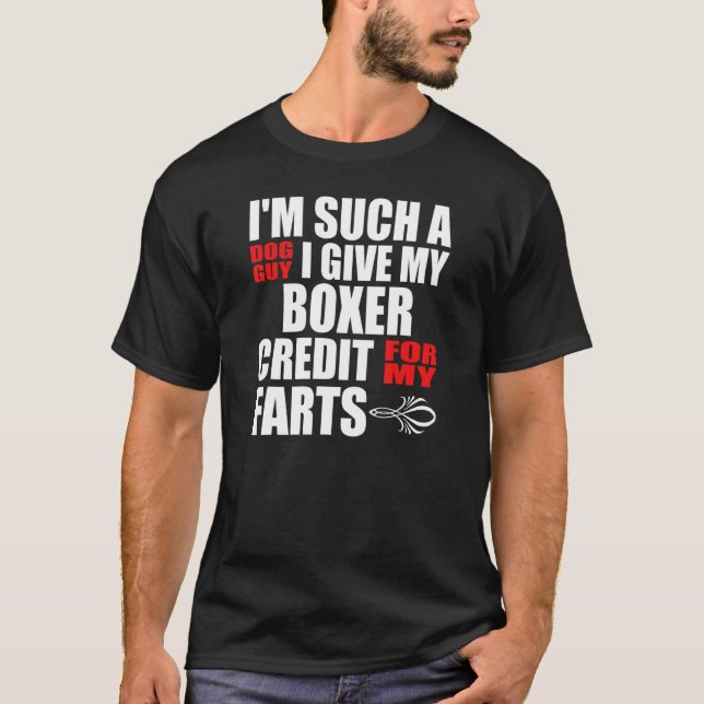 T-shirt Chien Guy Boxer Fart Plaisanter pour Hommes Boy Bo (Devant)