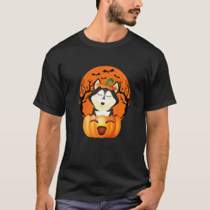 T-shirt Chien Halloween Husky Sibérien Jack O Lanterne Cit