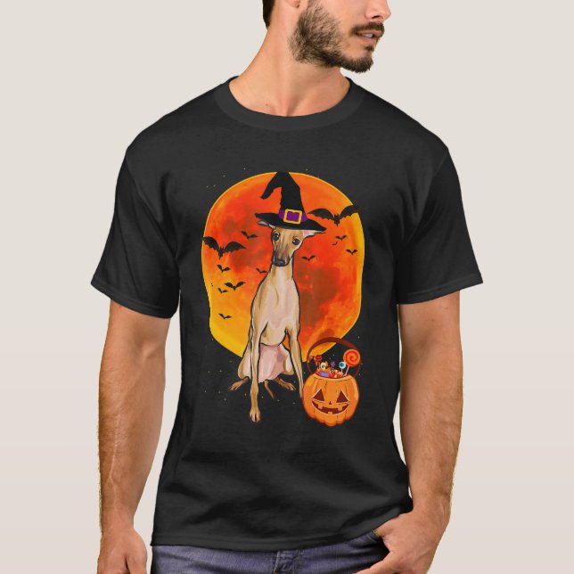 T-shirt chien halloween italien greyhound jack o lanterne  (Devant)