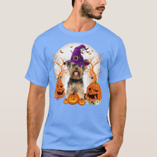 T-shirt Chien Halloween Yorshireke Chien Jack-o'-lantern P