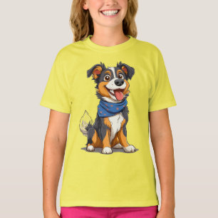 T-shirt Chien heureux portant un bandana bleu