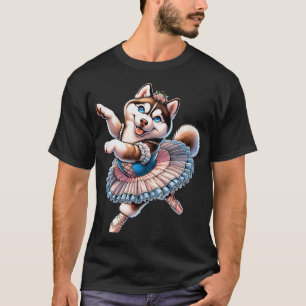 T-shirt Chien Husky Ballerine Danse pour Hommes Femmes Enf