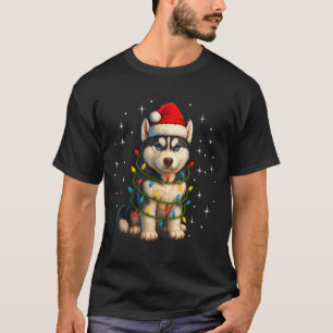 T-shirt Chien Husky Drôle De Noël Pj Pyjama Hommes Femmes