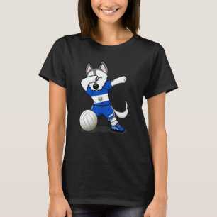 T-shirt Chien Husky Drôle Faisant Le Dab Fan De Volley-Bal