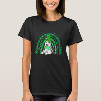 T-shirt Chien Husky Drôle Vert Arc-en-ciel Joyeux St-Patri