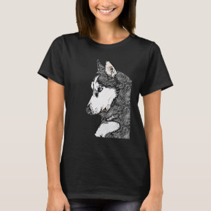 T-shirt Chien Husky empreinte visage avec Husky Sibérien