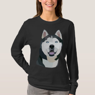 T-shirt Chien Husky géométrique