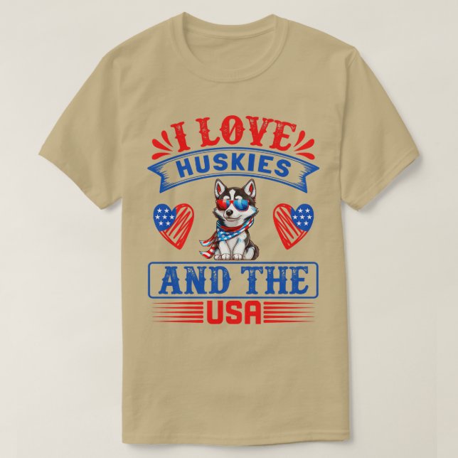 T-shirt Chien Husky Sibérien Patriotique 2 (Design devant)