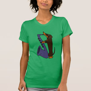 T-shirt Chien impressionnant de teckel jouant le saxophone