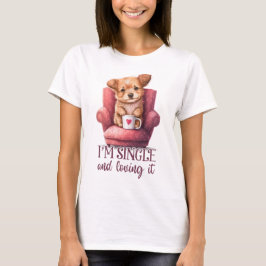 T-shirt Chien Je suis célibataire et je l'aime