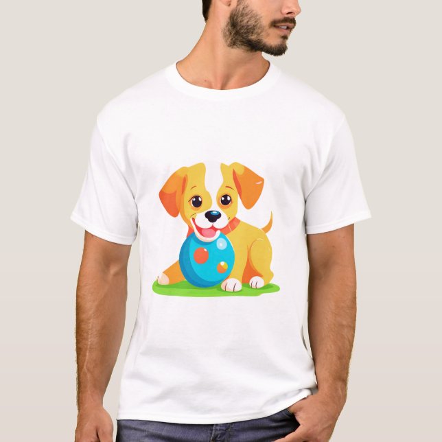 T-shirt Chien Jouant à la balle (Devant)
