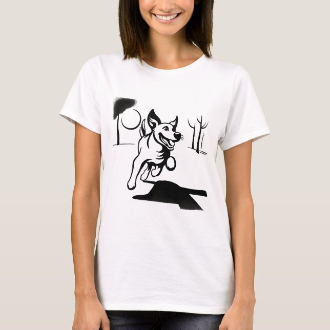 T-shirt Chien Jouant à la balle (Devant)