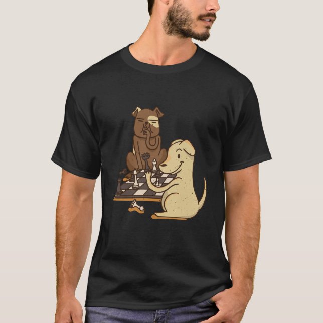 T-shirt Chien jouant aux échecs (Devant)