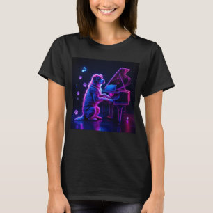 T-shirt Chien Jouer Piano Musique Amoureux Drôle