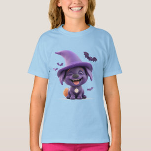 T-shirt Chien joyeux déguisé en sorcière à l'occasion d'Ha