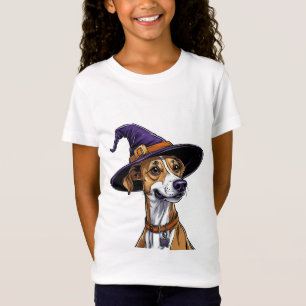 T-Shirt Chien joyeux portant un chapeau de sorcière