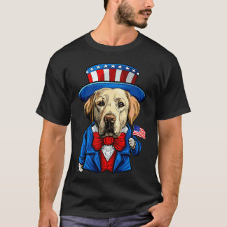 T-shirt Chien Labrador jaune drôle 4 juillet Labrador Retr