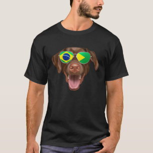 T-shirt Chien Labrador Retriever Brun Drapeau Brésilien Br
