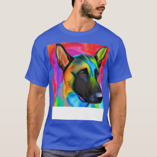 T-shirt Chien Malinois belge Peinture arc-en-ciel