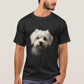 T-shirt Chien Maltais Noir Visage Maltais
