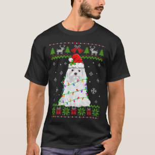 T-shirt Chien Maltese Noël Vilain Amoureux des chiens