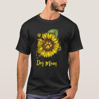T-shirt Chien Maman Chien Paws Tournesol Chien Fête de la