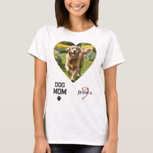 T-shirt Chien Maman Coeur en forme de coeur Photos Monogra