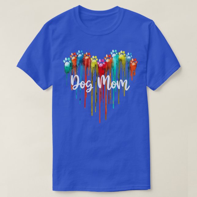T-shirt Chien Maman Coeur Paw Aquarelle, Amoureux des chie (Design devant)