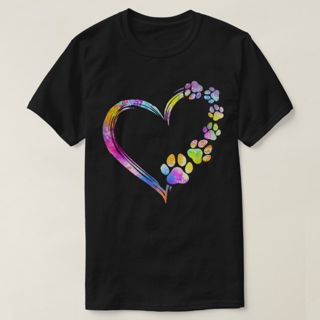 T-shirt Chien Maman Papa Chien Aimer Chiens Empreinte de p (Design devant)