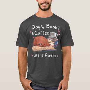 T-shirt Chien maman papa chiens livres café hommes femmes