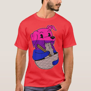 T-shirt Chien mangeant Ramen LGBTQ Biseual Pride Drapeau B