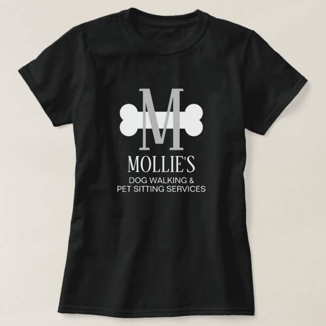 T-shirt Chien marche & animal de compagnie services assis  (Design devant)