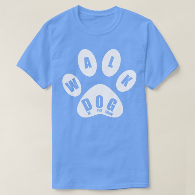 T-shirt Chien Marcher Dans La Neige À Paw Mark (Design devant)