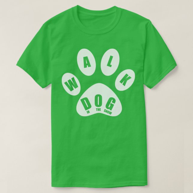 T-shirt Chien Marcher Dans La Neige À Paw Mark (Design devant)