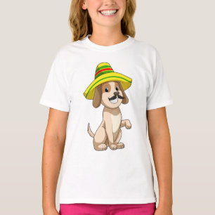T-shirt Chien mexicain avec casquette de paille