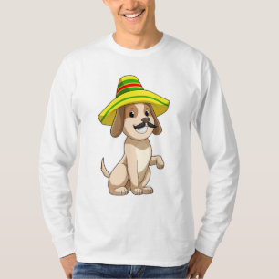 T-shirt Chien mexicain avec casquette de paille