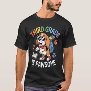 T-shirt Chien Mignon Avec Des Vibes Scolaires Troisième An