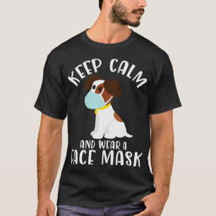 T-shirt Chien mignon Avec Masque Visage Gardez Le Calme Et
