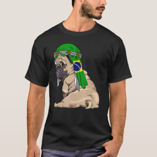 T-shirt Chien Mignon Carlin Rétro Drapeau Brésil Fierté