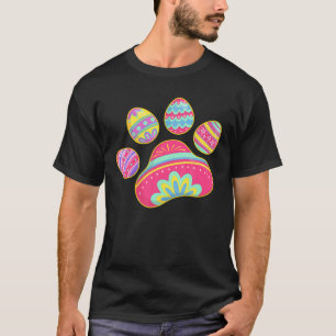 T-shirt Chien mignon Chat Paw Oeufs de Pâques Filles Femme