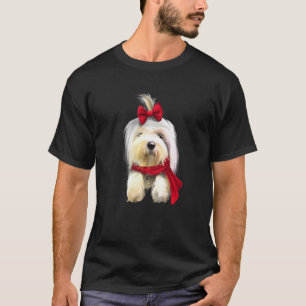 T-shirt Chien mignon de Sheepdog Anglais avec Écharpe