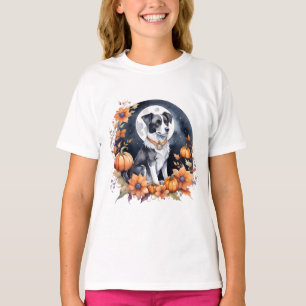 T-shirt Chien mignon Halloween Floral Moon Canine Lover